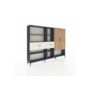 Arges Dolap 10 Raflı 2 Çekmeceli 2 Kapaklı 220x30x163 Antrasit-çam/aytaşı