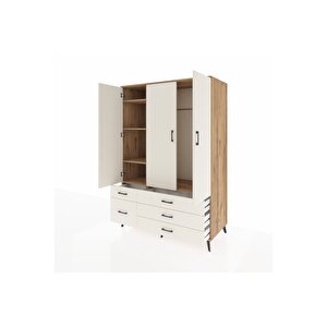 Kronos Dolap 5 Raflı 5 Çekmeceli Tek Askılı 132x59x195 Çam-aytaşı/aytaşı