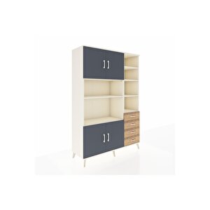 Hyperion Dolap 9 Raflı 4 Çekmeceli 4 Kapaklı 132x44x195 Aytaşı-antrasit/çam