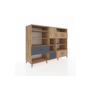 Kronos Dolap 13 Raflı 3 Çekmeceli 5 Kapaklı 220x59x163 Çam-çam/antrasit