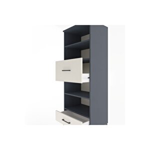 Hyperion Dolap 4 Raflı 2 Çekmeceli 60x44x163 Antrasit-aytaşı