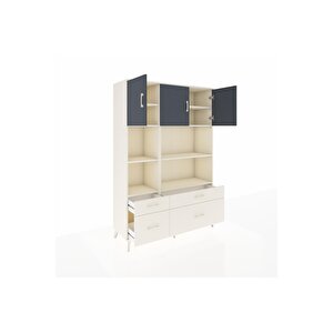Hyperion Dolap 8 Raflı 4 Çekmeceli 3 Kapaklı 132x44x195 Aytaşı-antrasit/aytaşı