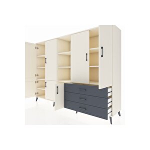 Hyperion Dolap 11 Raflı 3 Çekmeceli 7 Kapaklı 220x44x163 Aytaşı-aytaşı/antrasit