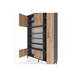 Arges Dolap 11 Raflı 5 Kapaklı 132x30x195 Antrasit-çam/antrasit