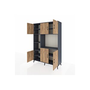 Hyperion Dolap 9 Raflı 6 Kapaklı 132x44x195 Antrasit-çam/antrasit
