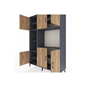 Hyperion Dolap 9 Raflı 6 Kapaklı 132x44x195 Antrasit-çam/antrasit