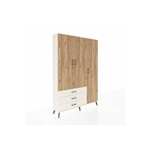 Arges Dolap 6 Raflı 3 Çekmeceli Tek Askılı 132x30x195 Aytaşı-çam/aytaşı