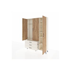 Arges Dolap 6 Raflı 3 Çekmeceli Tek Askılı 132x30x195 Aytaşı-çam/aytaşı