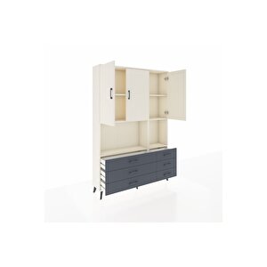 Arges Dolap 6 Raflı 6 Çekmeceli 3 Kapaklı 132x30x195 Aytaşı-aytaşı/antrasit
