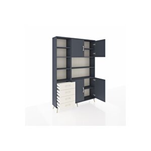 Arges Dolap 9 Raflı 4 Çekmeceli 4 Kapaklı 132x30x195 Antrasit-antrasit/aytaşı