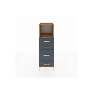 Kronos Dolap Tek Raflı 4 Çekmeceli 44x59x134 Çam-antrasit