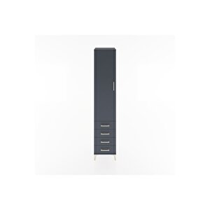 Hyperion Dolap 4 Raflı 4 Çekmeceli Tek Kapaklı 44x44x221 Antrasit-antrasit
