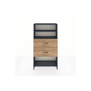 Arges Dolap 2 Raflı 2 Çekmeceli 88x30x163 Antrasit-çam