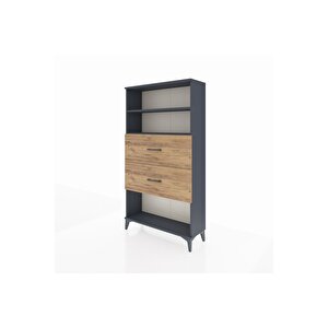 Arges Dolap 2 Raflı 2 Çekmeceli 88x30x163 Antrasit-çam