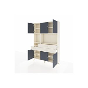 Arges Dolap 9 Raflı 3 Çekmeceli 6 Kapaklı 132x30x195 Aytaşı-antrasit/aytaşı