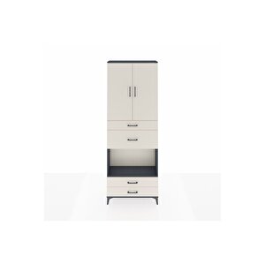 Arges Dolap 4 Raflı 4 Çekmeceli 2 Kapaklı 88x30x243 Antrasit-aytaşı