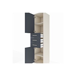 Hyperion Dolap 3 Raflı 3 Çekmeceli 2 Kapaklı 44x44x195 Aytaşı-antrasit