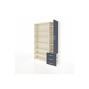 Arges Gardrop 9 Raflı 3 Çekmeceli Tek Kapaklı  132x30x195 Aytaşı-antrasit