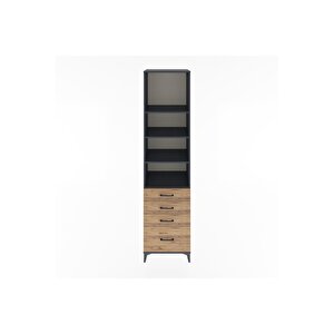 Hyperion Dolap 4 Raflı 4 Çekmeceli 60x44x243 Antrasit-çam