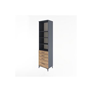 Hyperion Dolap 4 Raflı 4 Çekmeceli 60x44x243 Antrasit-çam
