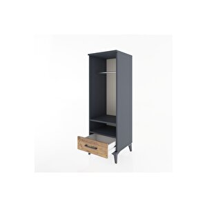Hyperion Dolap 2 Raflı Tek Çekmeceli Tek Askılı 44x44x134 Antrasit-çam