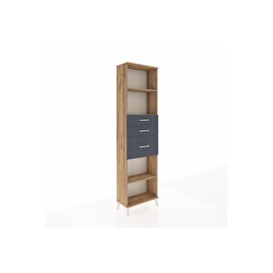Arges Dolap 3 Raflı 3 Çekmeceli 60x30x221 Çam-antrasit