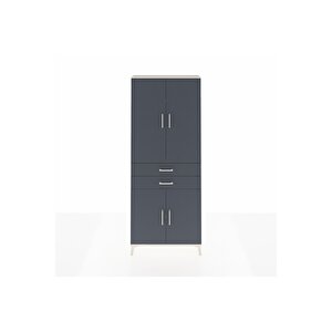 Arges Dolap 4 Raflı 2 Çekmeceli 4 Kapaklı 88x30x221 Aytaşı-antrasit