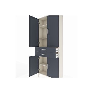 Arges Dolap 4 Raflı 2 Çekmeceli 4 Kapaklı 88x30x221 Aytaşı-antrasit