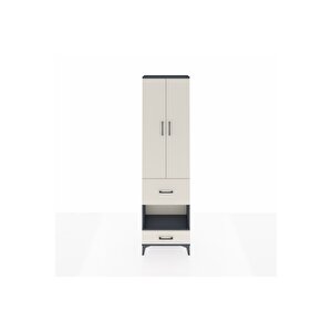 Arges Dolap 3 Raflı 2 Çekmeceli Tek Askılı 60x30x221 Antrasit-aytaşı