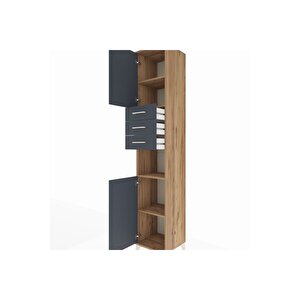 Hyperion Dolap 4 Raflı 3 Çekmeceli 2 Kapaklı 44x44x243 Çam-antrasit