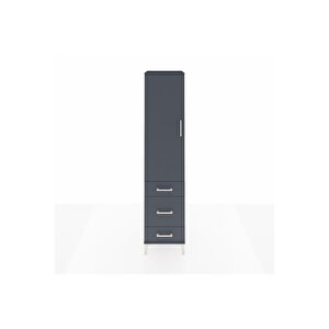 Hyperion Dolap 2 Raflı 3 Çekmeceli Tek Askılı 44x44x195 Antrasit-antrasit