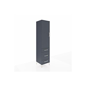 Hyperion Dolap 2 Raflı 3 Çekmeceli Tek Askılı 44x44x195 Antrasit-antrasit