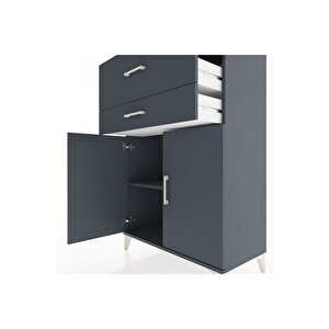 Hyperion Dolap Tek Raflı 2 Çekmeceli 2 Kapaklı 88x44x134 Antrasit-antrasit