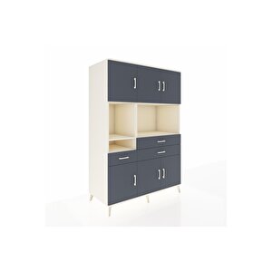 Kronos Dolap 9 Raflı 3 Çekmeceli 6 Kapaklı 132x59x195 Aytaşı-antrasit/antrasit