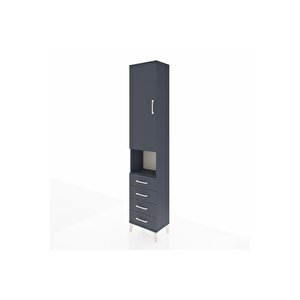Arges Dolap 3 Raflı 4 Çekmeceli Tek Askılı 44x30x221 Antrasit-antrasit