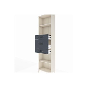Arges Dolap 3 Raflı 3 Çekmeceli 60x30x221 Aytaşı-antrasit