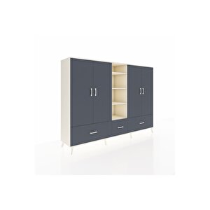Hyperion Dolap 12 Raflı 3 Çekmeceli 4 Kapaklı 220x44x163 Aytaşı-antrasit