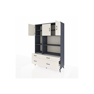 Hyperion Gardrop 8 Raflı 4 Çekmeceli 3 Kapaklı 132x44x195 Antrasit-aytaşı