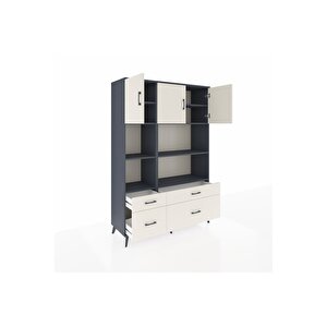 Hyperion Gardrop 8 Raflı 4 Çekmeceli 3 Kapaklı 132x44x195 Antrasit-aytaşı