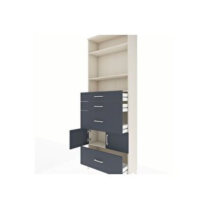 Arges Dolap 4 Raflı 4 Çekmeceli 2 Kapaklı 88x30x243 Aytaşı-antrasit