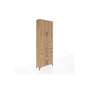 Arges Dolap 3 Raflı 3 Çekmeceli 4 Kapaklı 88x30x243 Çam-çam