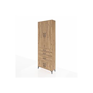 Arges Dolap 3 Raflı 3 Çekmeceli 4 Kapaklı 88x30x243 Çam-çam