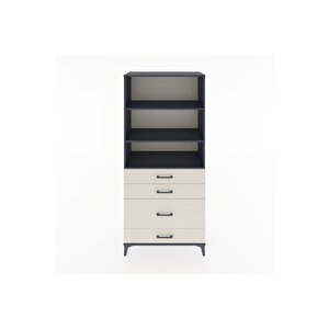 Hyperion Dolap 3 Raflı 4 Çekmeceli 88x44x195 Antrasit-aytaşı