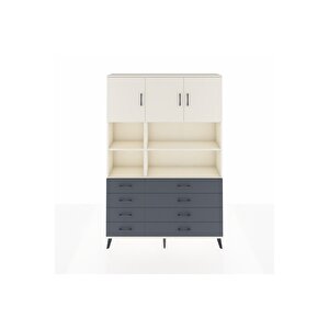 Arges Dolap 8 Raflı 8 Çekmeceli 3 Kapaklı 132x30x195 Aytaşı-aytaşı/antrasit