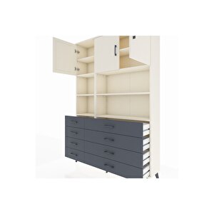 Arges Dolap 8 Raflı 8 Çekmeceli 3 Kapaklı 132x30x195 Aytaşı-aytaşı/antrasit