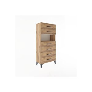 Arges Dolap Tek Raflı 6 Çekmeceli 60x30x134 Çam-çam