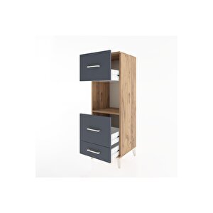 Hyperion Dolap Tek Raflı 3 Çekmeceli 44x44x134 Çam-antrasit