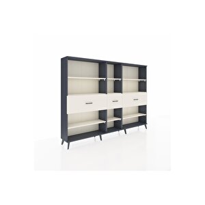 Arges Dolap 9 Raflı 3 Çekmeceli  220x30x163 Antrasit-aytaşı