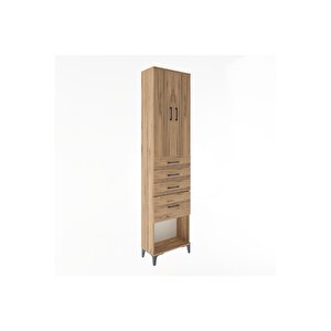 Arges Dolap 3 Raflı 4 Çekmeceli 2 Kapaklı 60x30x243 Çam-çam