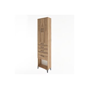 Arges Dolap 3 Raflı 4 Çekmeceli 2 Kapaklı 60x30x243 Çam-çam